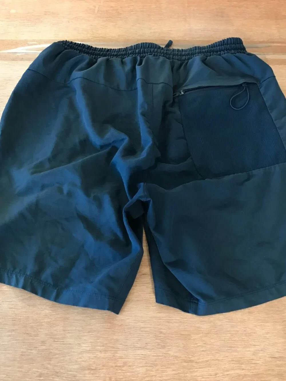 Lululemon Channel Cross Swim Shorts Men M Blue Tie Waist Zip Pocket Beach 19725